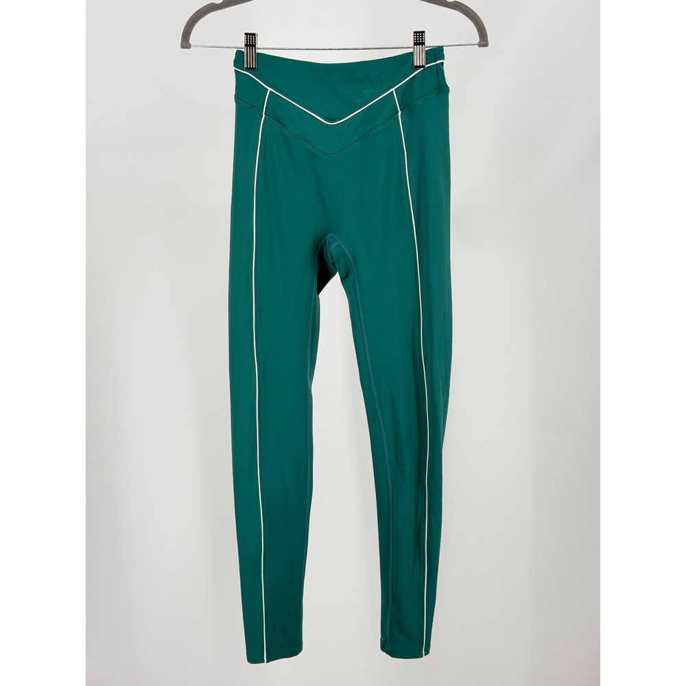 YLLW The Label Leggings‎ Womens Small Teal Green White Piping Yoga Athletic